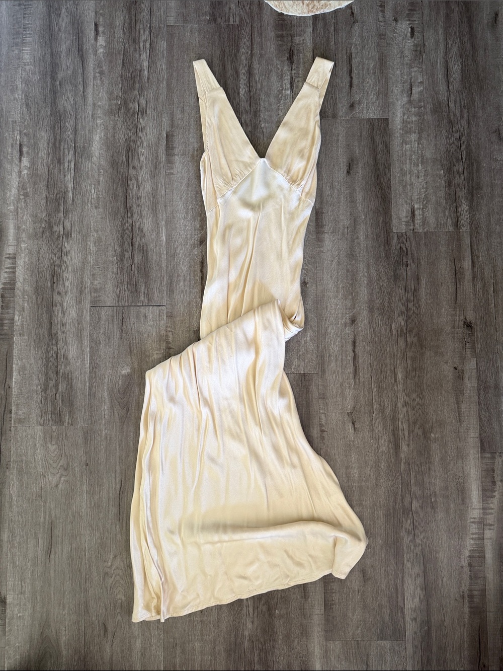 Rumored Cream Satin V-Neck Slip Dress